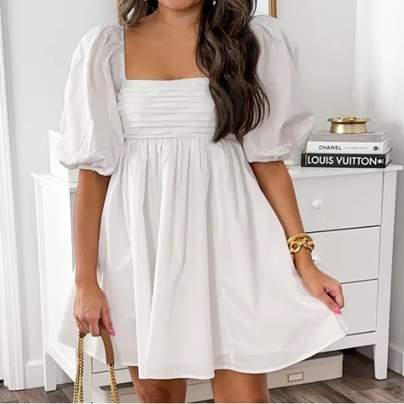 Abercrombie & Fitch Emerson Mini Poplin Cotton Dress in White Size XS - Picture 1 of 8